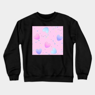 Fairy Kei Hearts on Pink Crewneck Sweatshirt